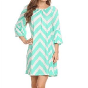 Mint green and white chevron dress